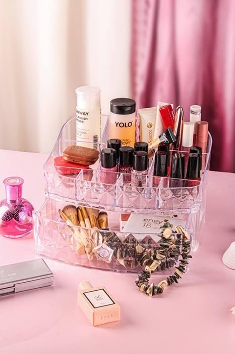 Acrylic makeup organizer to help organize your hairdresser. And the makeup