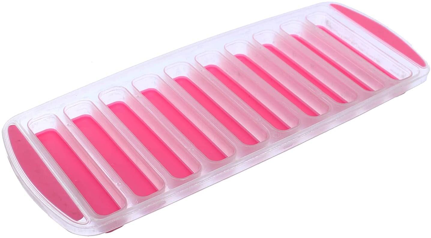 Water Bottle Ice Cube Trays with Silicone Bottom Easy to Push Pop Out Narrow Ice Stick Finger Cubes Tray