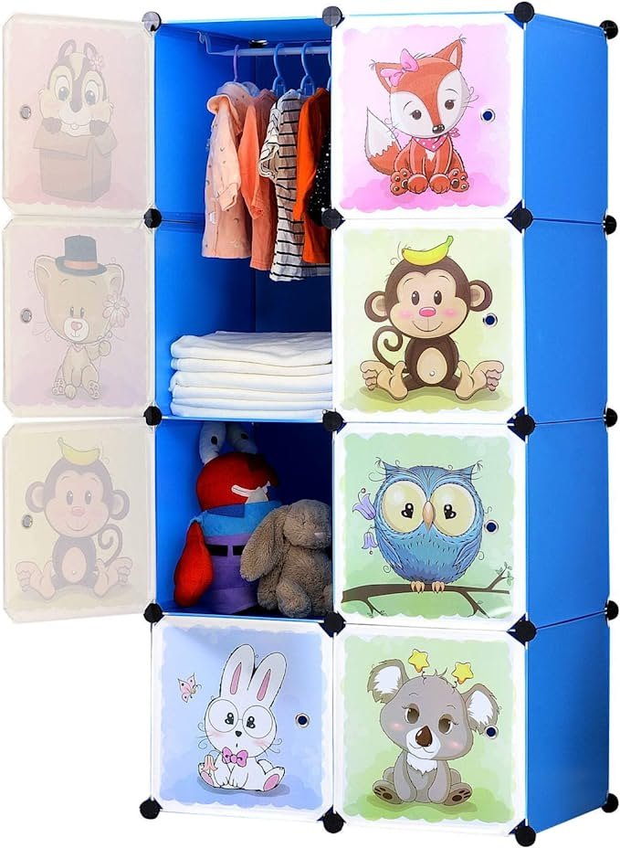 Multipurpose Portable Baby Wardrobe Organizer, Foldable, Collapsible DIY Plastic Wardrobe Organizer for Clothes (DIY Plastic) , 8 Door