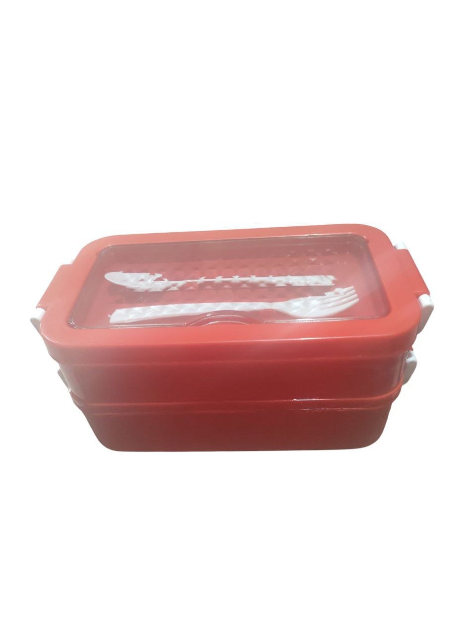 Plastic Airtight Lunch Box 2 floors With Spoon And Fork