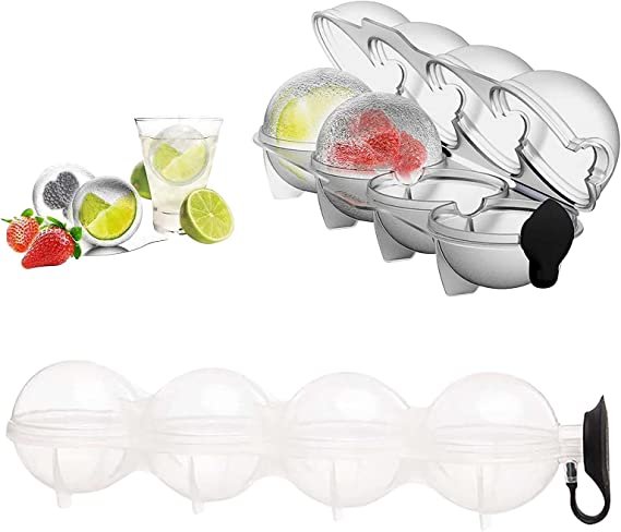 4-Hole Ice Ball Maker, Whiskey Round Ice Ball Mold, Ice Hockey Mold Round Trays, Four Hole Ice Making Box Reusable DIY Ice Maker (1PC)