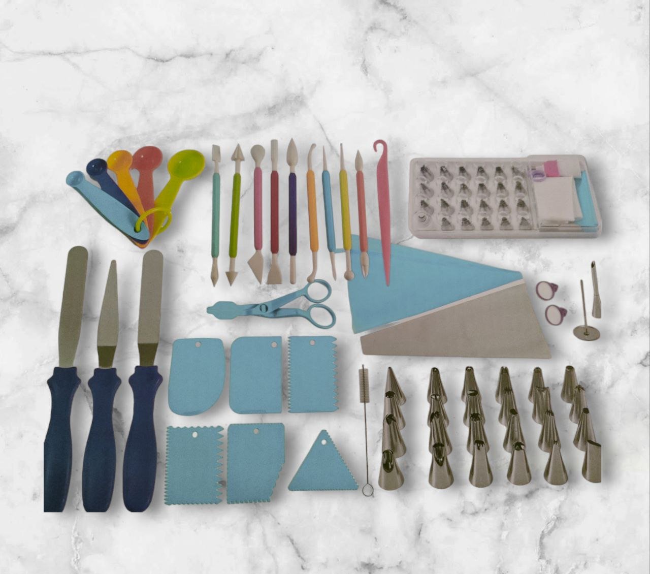 56pcs Cake Decorating Supplies Kit Icing Tips Silicone Pastry Bag Plastic Coupler Flower Nails Cake Decorating Pen Cake Spatula Baking Frosting Tools Set for Cakes Cupcakes Cookies Pastry