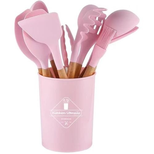 Wooden Handle Kitchen Utensil Set Spatulas Tongs