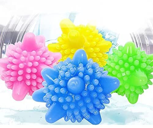 Washer Balls, Eco-friendly Dryer Balls 4 Pcs, Laundry Scrubbing Balls Tangle-Free, Solid Colorful Laundry Washing Balls Enhance Your Machine Cleaning Power, Lint Catcher for Washing Machine