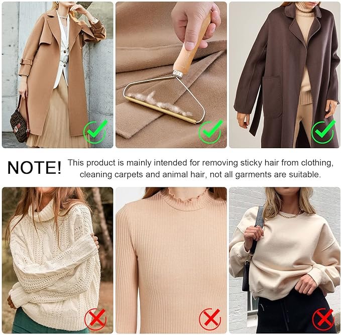 Portable Lint Remover for Clothes, Wooden Lint Remover Tool