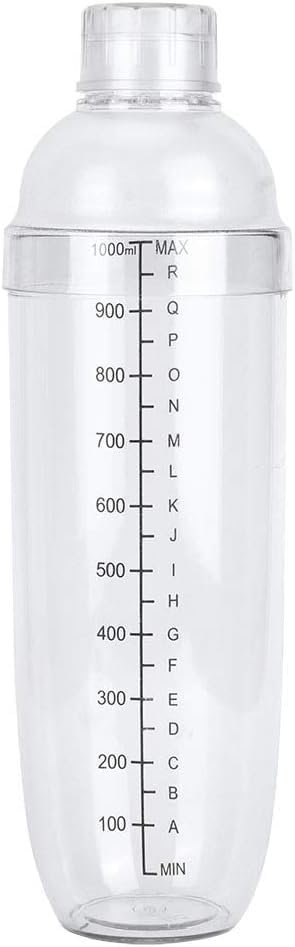 Cocktail Bottle, Clear Shaker Hand Drink Mixer Tea Shaker Cup Drink (1000ml)