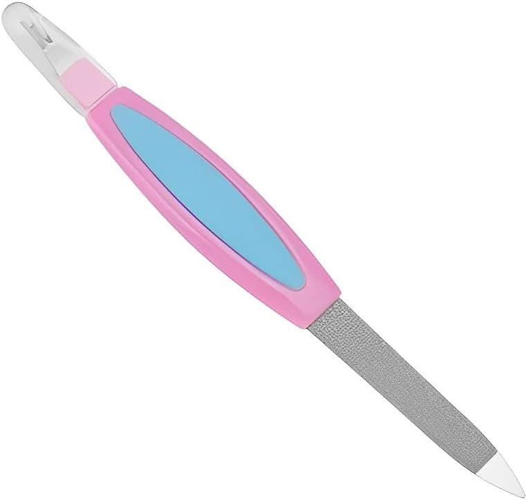 Dual-sided stainless steel nail file, used in manicures and portable nail care tools