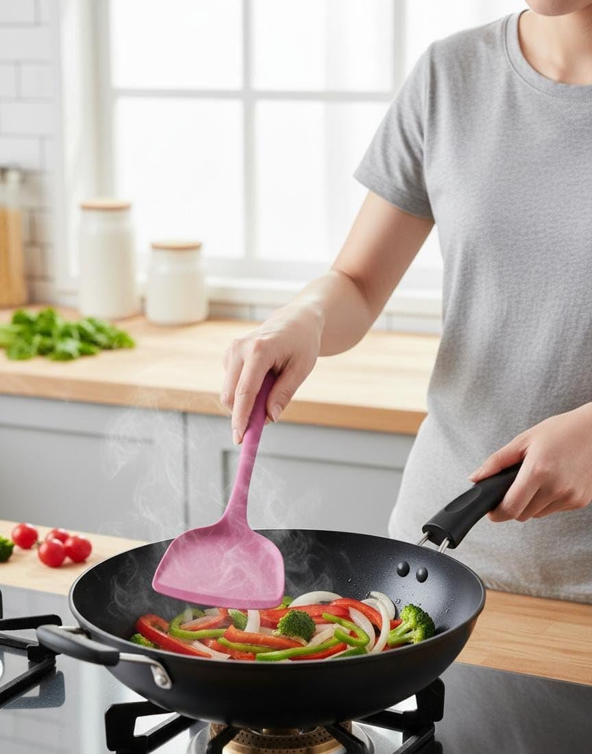 ​Silicone Spatula Turner – Heat Resistant Flexible Kitchen Spatula for Nonstick Cookware.