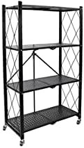 4 Layer Folding Storage Rack With Wheel Movable For Living Room Bedroom Kitchen Home Space Saving Organizer