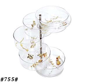 Jewelry Organizer,5-Layers Rotatable Small Jewelry Box Earring Holder for Women ,Jewelry Storage Box Jewelry Accessory Storage Tray with Lid for Earrings Necklaces Bracelets (Transparent, 5 Layers)