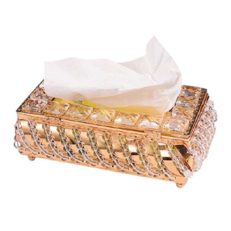 Tissue Box Holder with Crystal Glass Beads, Paper Napkin Holder for Car, Crystal Napkin Holder Facial Tissue Holder Tissue Box Holder for Bathroom Kitchen Dining Room