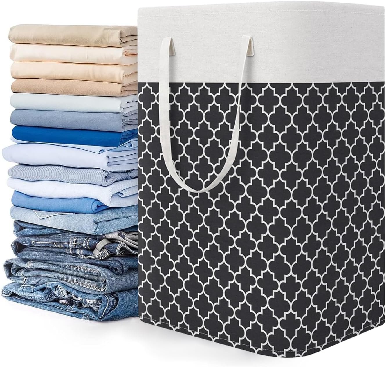 Large Laundry Bag Foldable Clothes Hamper with Carry Handles, Waterproof Clothes Storage Bin, Collapsible Easy Storage Bag for Clothes and Toys 40 × 30 × 62