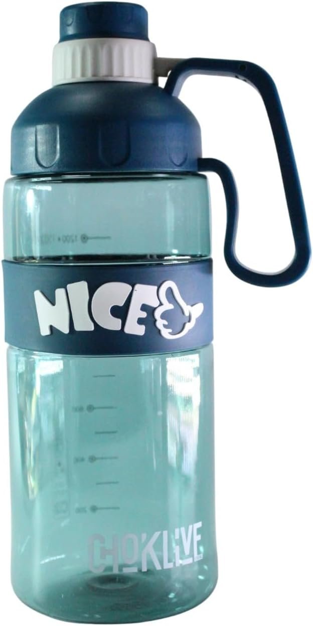 1.5 Litre Clear Plastic Bottles with Straw and Clear Scale Large Fitness