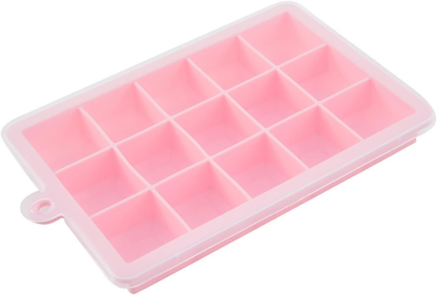 Ice Tray, Silicone Ice Cube Tray with Lid Square Ice Cubes Baking Mold