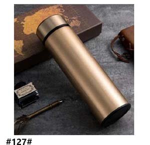 Stainless steel thermos flask with an internal filter and a digital touch screen gold