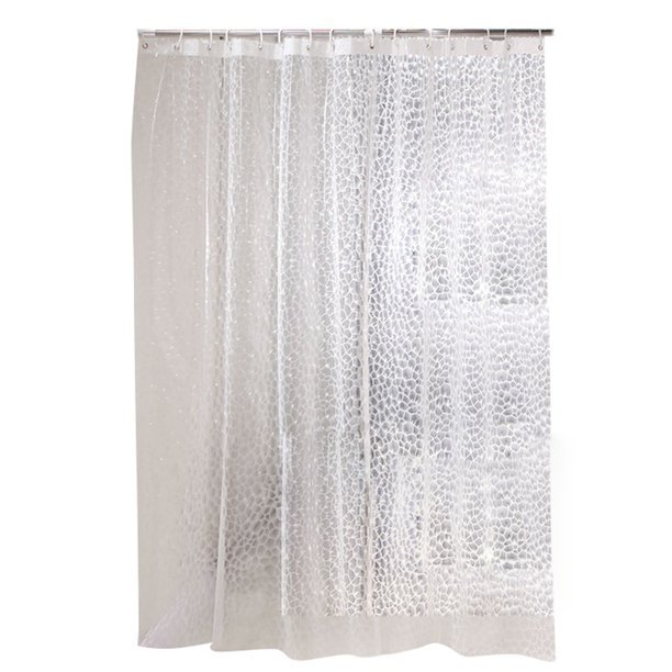 Shower Curtain Bathroom Screen Thickened 3D Transparent Waterproof with Hooks EVA Home Supplies