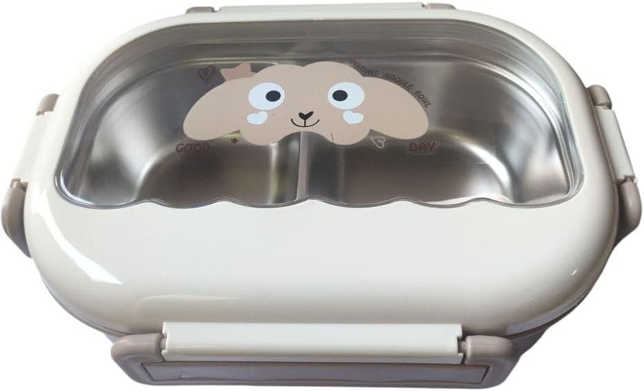Stainless Steel Thermal Lunchbox with Spoon, Leakproof Seal, Divided Tray, Microwave Safe