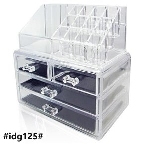 Clear Acrylic Makeup Storage & Jewelry Display Organizer with 4 Drawers for Storage and Organization of Lipsticks, Markers and Brushes