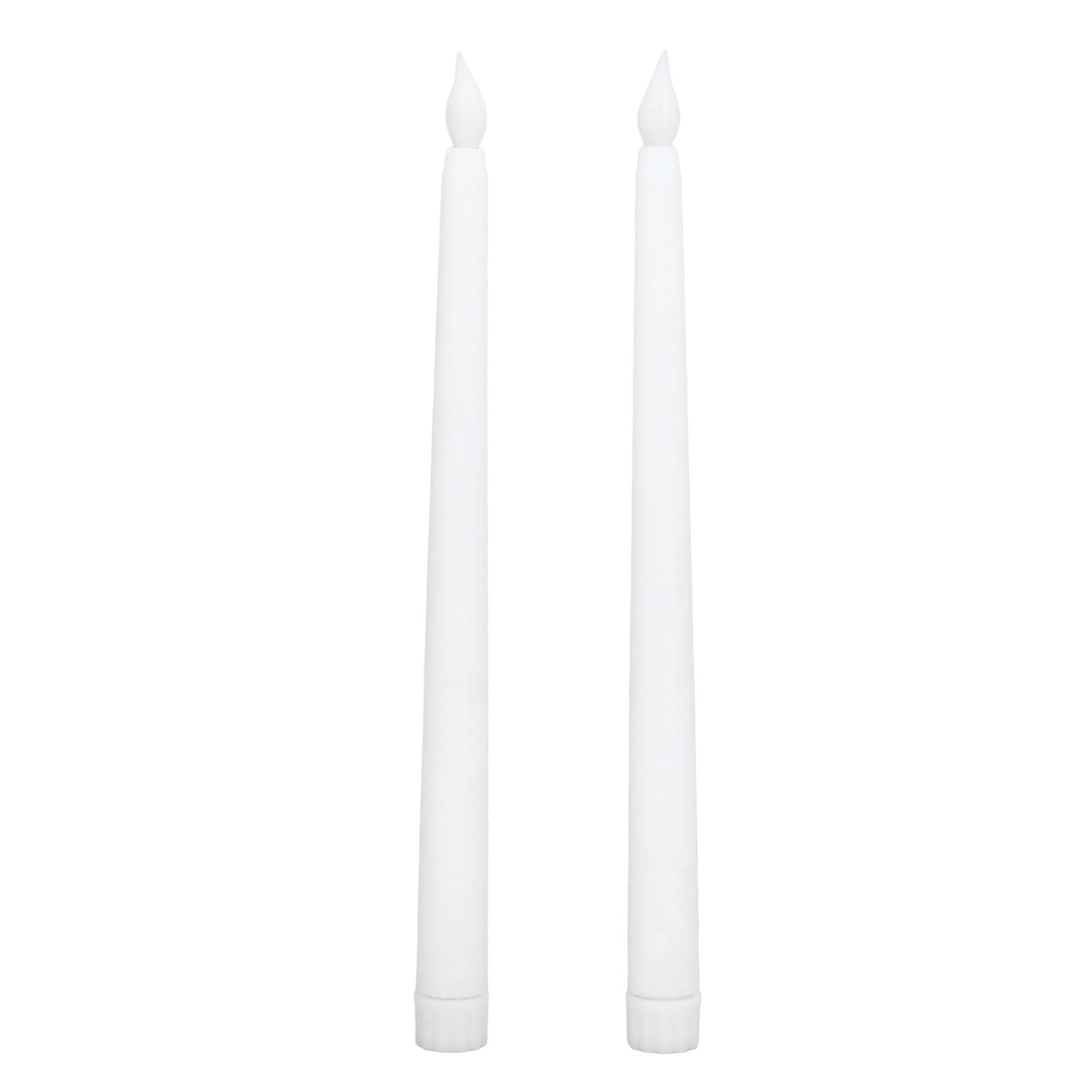 Pack of 2 Flameless LED Candles, Realistic Taper Candles, Battery Operated, Flickering Bright Candle Holder, Decorative LED Light for Party, Wedding, Halloween, Christmas