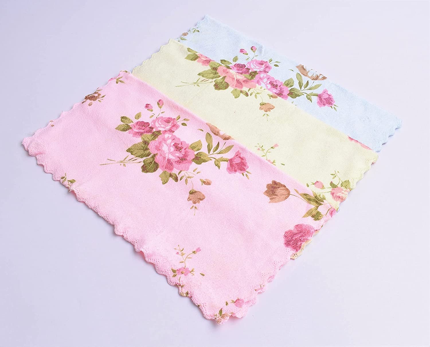 Microfiber Floral Printed Kitchen Towel Set, 3 Pieces - 30 x 30 - Multi Color