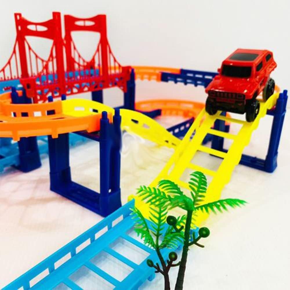 Plastic Car Toy With Contest Track Multicolour
