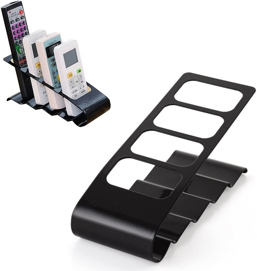 Metal Remote Control Organizer | TV DVD Space Saving Step Remote Control Holder Stand Sorting Organizer Storage Rack with 4 Slots for Desk Table