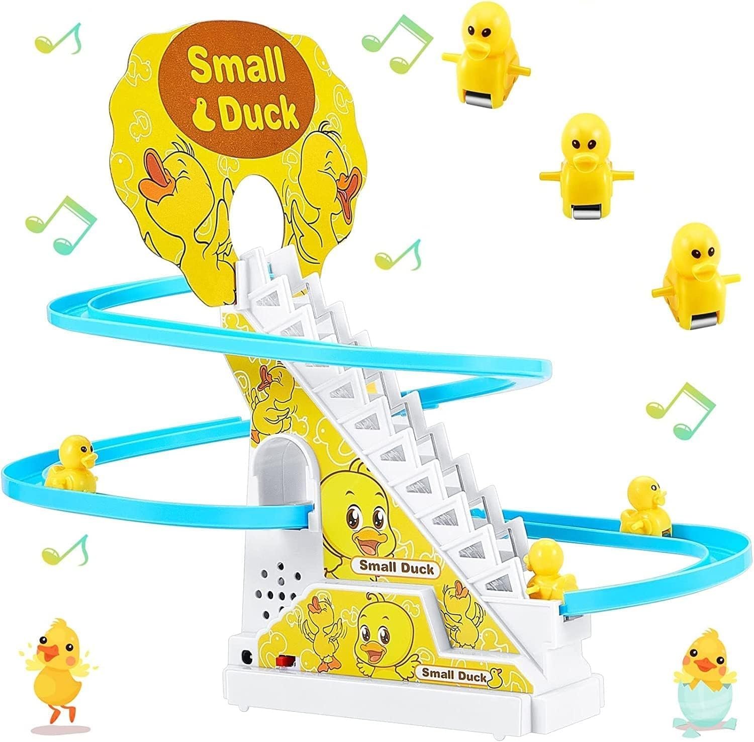 Climbing Ducklings Cartoon Race Track Set Little Lovely Duck Slide Escalator Toy with Lights and Music (3 Pcs Duck Slide Toy)