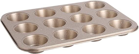Cupcake Mold - Non-Stick Baking Pans for Standard Size Muffins, 12-Cup Muffin Pan with Non-Twisting Isothermal Technology, Super Metallic Non-Stick Coating