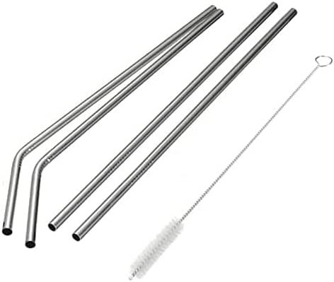 Set of 4 Pcs Stainless Steel Drinking Straws, Eco-Friendly and Reusable Metal Drinking Straws for Juices, Cold Beverages, Shakes