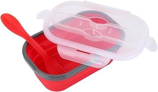 Foldable Silicone Lunch Picnic Food Fruit Box Telescopic and Stretchable Container with Fork Convenient and Versatile Ideal for outdoor picnics and trips