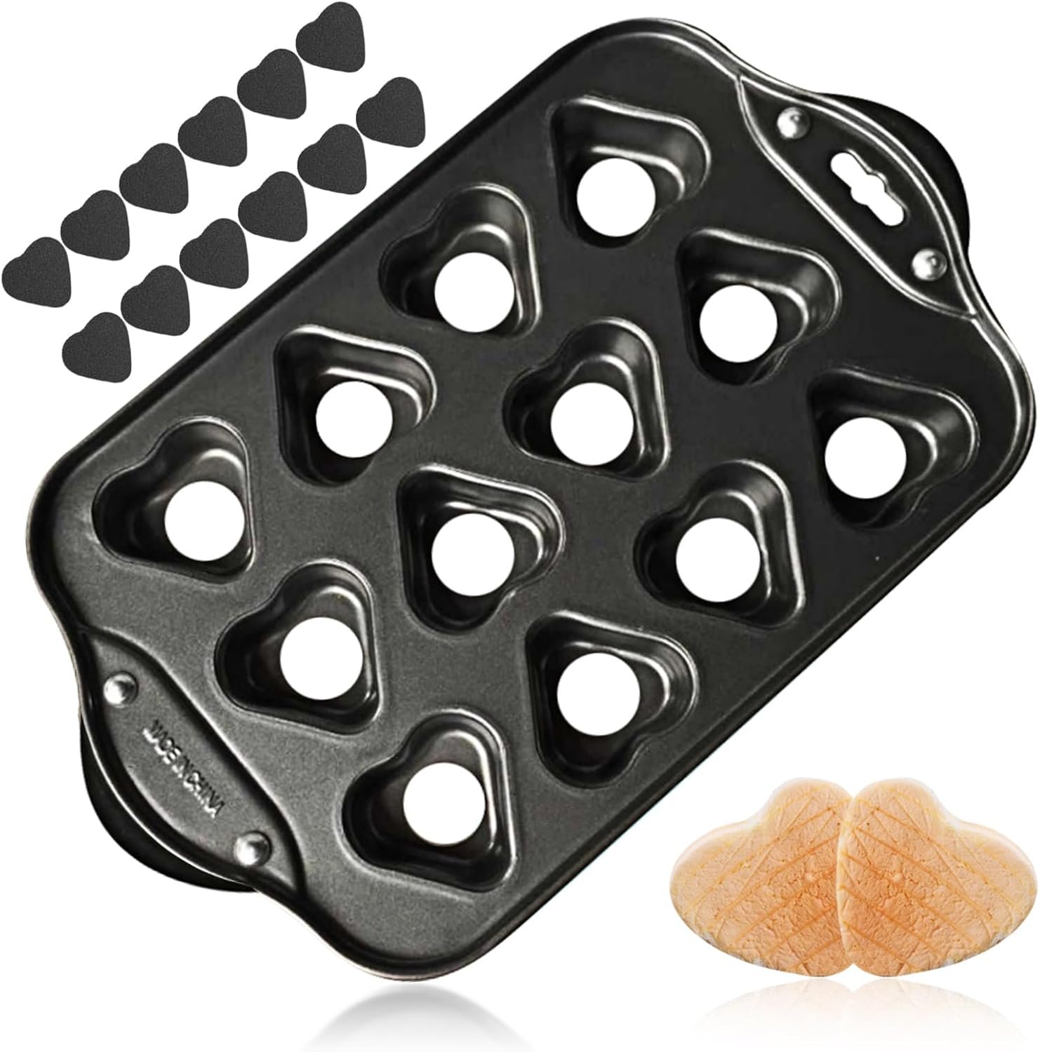 Non-Stick Heart Shape Carbon Steel 12 Cup Mini Cupcake Pan Removable Bottom Baking Pan Kitchen Baking Mold for Mini Cupcakes