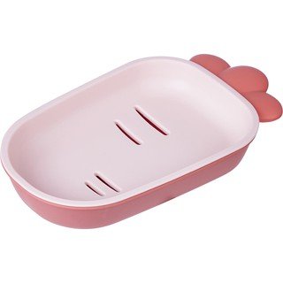 Cute Carrot Shape Shower Soap Holder Double-layer Bathroom Accessories Plastic Soap Box Container Dish Drainer Soap Tray 1 Pc random color