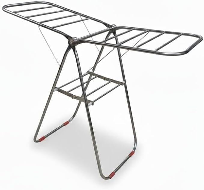 Premium Foldable Metal Clothes Drying Rack (Stainless Steel) - Space-Saving Indoor/Outdoor Laundry Airer