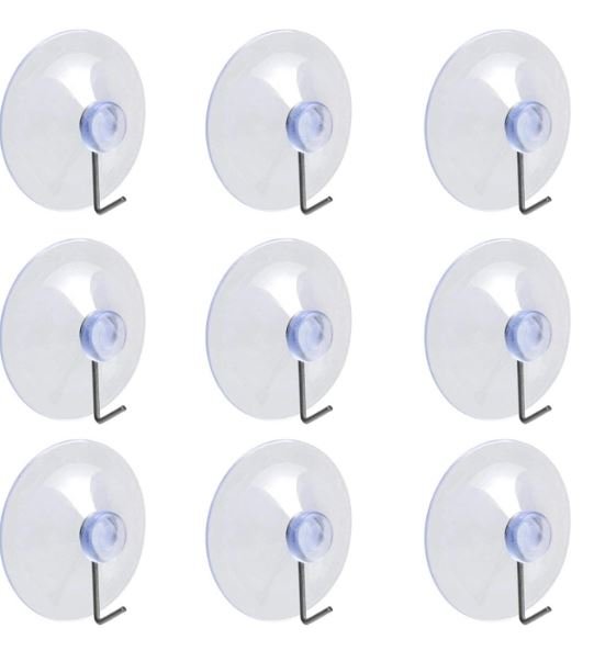 9 Pk Window Suction Cup Hooks Sucker Towel Hanger Clear Hanging