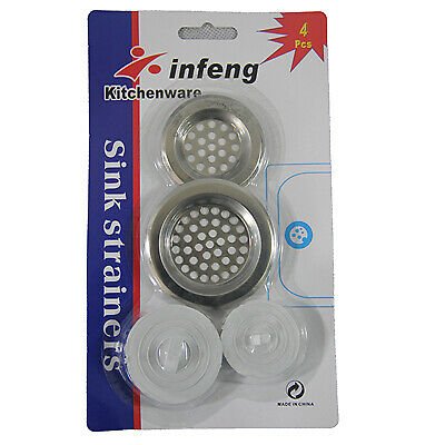 2 Plastic Sink Strainer Kitchen Drain Plug Hole Bath Basin Steel Hair Filter