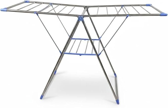 Premium Stainless Steel Folding Clothes Drying Rack, Large Butterfly Design, 2-Tier Portable Indoor/Outdoor Laundry Airer, Space-Saving & Heavy Duty.