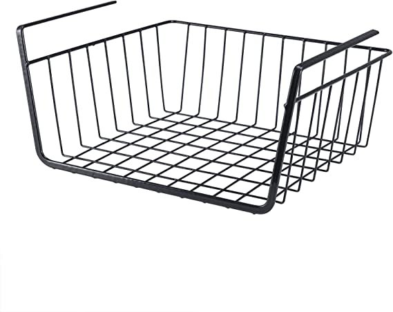 Undershelf Storage Basket Under Shelf Wire Basket Household Metal Under Shelf Hanging Storage Bin Basket Slides Under Shelves for Storage Space Saving for Kitchen Pantry Bookshelf