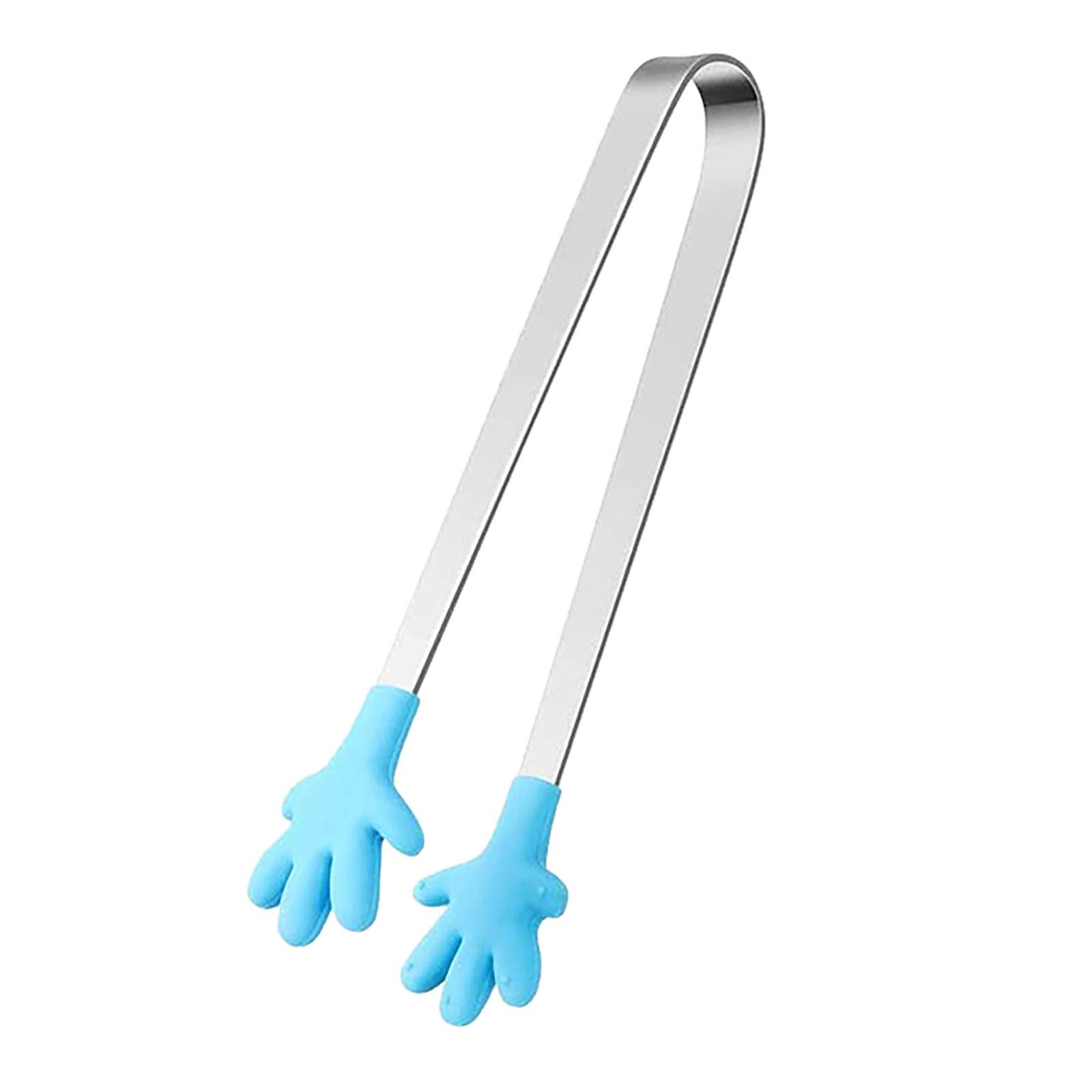 Silicone Mini Tongs,Stainless Steel Serving Food Tongs with Silicone Tips for Sugar Cubes,Ice,Appetizers,Toaster