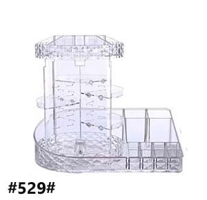 360 Rotating Makeup Beauty Organizer Acrylic Box Dresser Lipstick Skin Care Shelf Diamond Pattern Cosmetics Receiving Boxes