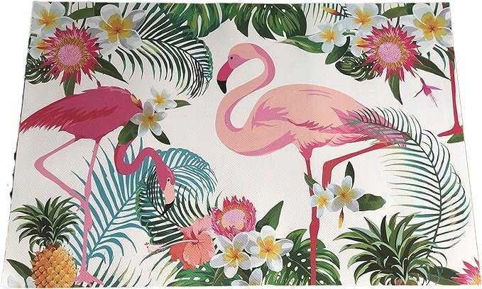 Plastic Flexible Refrigerator Placemats for Table Runner - 4 Piece (Flamingo )
