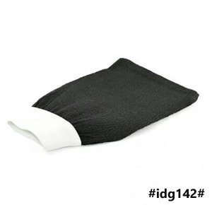 An exfoliating loofah that cleans and removes impurities, blackheads and bumps. A cloth mitt to wear in the shower to scrub and exfoliate the skin for smooth skin.