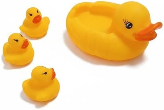 ​Rubber Duck Bath Toy Set - 1 Large Floating Mother Duck with 3 Baby Ducklings, Squeaky Family Water Toys .