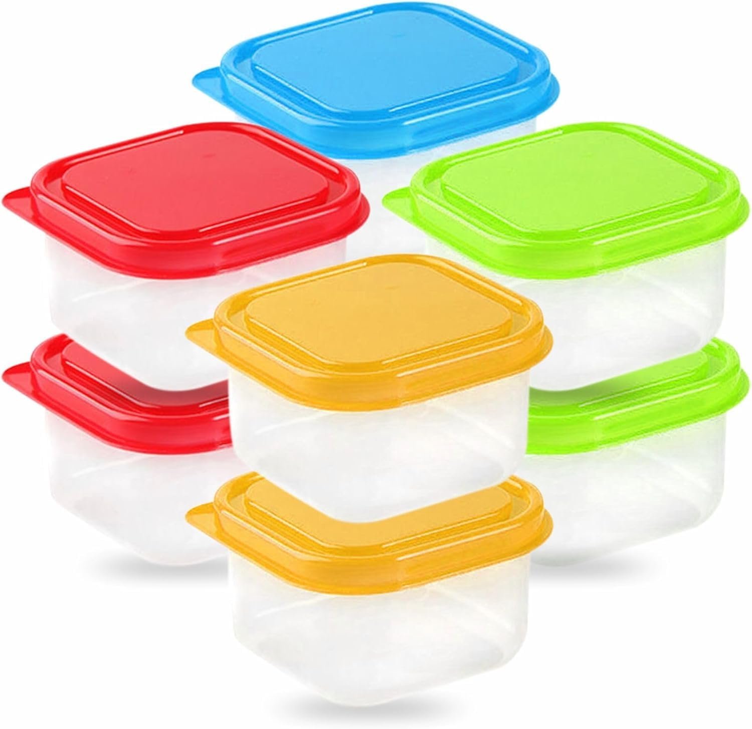 Small Plastic Storage Containers with Lids, Food Canisters, Mini Kitchen Box, Freezer and Microwave Safe, Stackable, Portable, Empty, Leakproof, Reusable, for Leftovers and Snacks 8-Piece