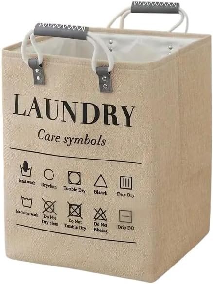 Small Laundry Basket, 50L Foldable Laundrer Organizer with Handles, Fashion Portable Laundry Basket in Bedroom, Laundry Room, Closet, Bathroom, College Dorm y Hamp