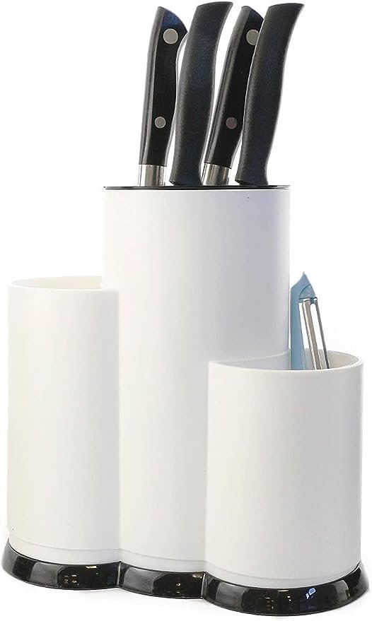 3 in1 Knife Block Black and White Multi Purpose Knife Holder with Peeler Universal Knife Block Without Knife