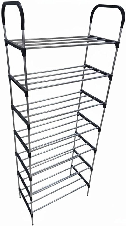 7-Layer Shoe Rack Metal Hold up to 24 Pairs of Shoes | 7-Tier Metal Freestanding Shoe Rack Shoe Organizer | Stackable Shoe Tower for Living Room | Portable Shoe Cabinet