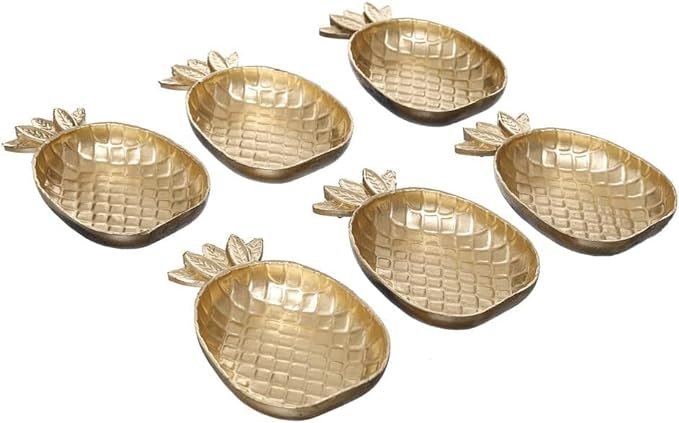 Pineapple Home Decor 6 Piece Small Pineapple Dessert Set Gold