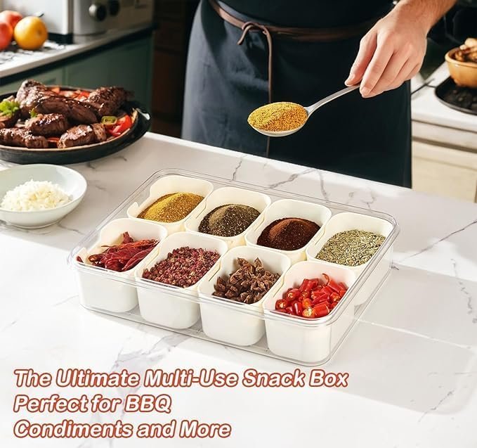 Divided serving tray with lid for snacks