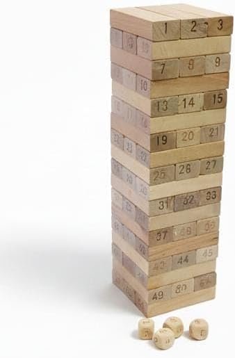 ​54-Piece Numbered Wooden Tumbling Tower Game – Classic Family Strategy & Fun.