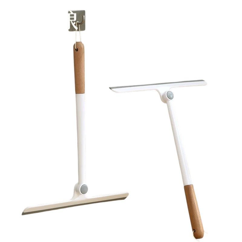 Silicone Wooden Handle Cleaning Brush, Glass Window, Bathroom, Flexible Brush